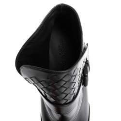 Bottega Veneta Black Intrecciato Leather Wingtip Ankle Boots Size 36.5