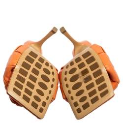Pre Owned Bottega Veneta Pinkish-Orange Intrecciato Leather Lido Mule Sandals Size 39
