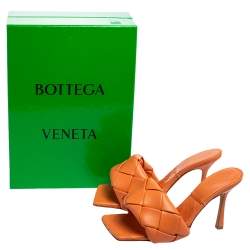 Pre Owned Bottega Veneta Pinkish-Orange Intrecciato Leather Lido Mule Sandals Size 39