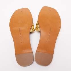 Pre Owned صندل فلات بوتيغا فينيتا رافيلو جلد انترشياتو ذهبي مقاس 36