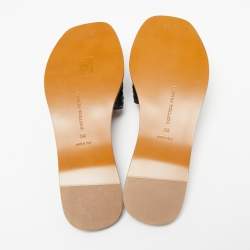 مملوكة مسبقًا صندل سلايد فلات بوتيغا فينيتا جلد أنترشياتو أزرق مقاس 38