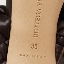 Pre Owned Bottega Veneta Brown Braided Leather Curve Open Toe Sandals Size 38