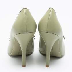 Pre Owned Bottega Veneta Mint Green Leather Bow Pumps Size 36.5