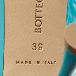 Pre Owned Bottega Veneta Blue Leather and Fur  Ankle Strap Sandals Size 39