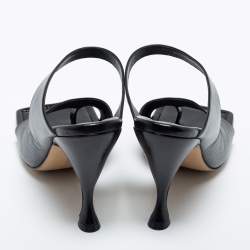 Pre Owned Bottega Veneta Black Leather Toe Ring Sandals Size 39.5