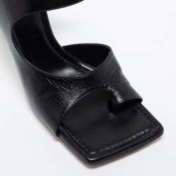 Pre Owned Bottega Veneta Black Leather Toe Ring Sandals Size 39.5