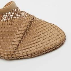 Bottega Veneta Tan Mesh and Leather Ankle Chain D'orsay Pumps Size 40 