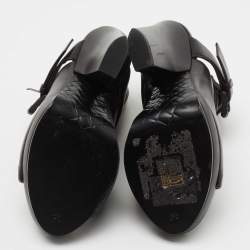 Pre Owned Bottega Veneta Black Leather Peep Toe Platform Ankle Strap Sandals Size 38