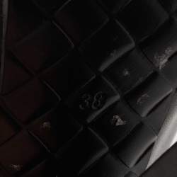 Pre Owned Bottega Veneta Black Leather Peep Toe Platform Ankle Strap Sandals Size 38