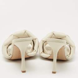 Pre Owned Bottega Veneta Cream Leather Lido Slide Sandals Size 39