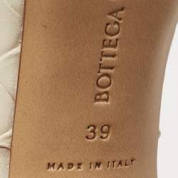 Pre Owned Bottega Veneta Cream Leather Lido Slide Sandals Size 39