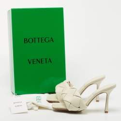 Pre Owned Bottega Veneta Cream Leather Lido Slide Sandals Size 39