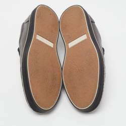 Pre Owned Bottega Veneta Metallic Grey Intrecciato Leather Slip On Sneakers Size 36