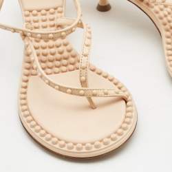 Pre Owned Bottega Veneta Beige Leather Lagoon Bubble Ankle Strap Sandals Size 38