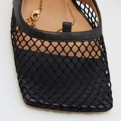 Pre Owned Bottega Veneta Black Mesh and Leather Stretch Pumps Size 39