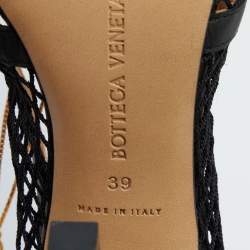 Pre Owned Bottega Veneta Black Mesh and Leather Stretch Pumps Size 39