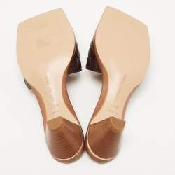 مملوكة مسبقًا Bottega Veneta Brown Leather Intrecciato Slide Sandals Size 36.5