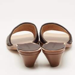 مملوكة مسبقًا Bottega Veneta Brown Leather Intrecciato Slide Sandals Size 36.5