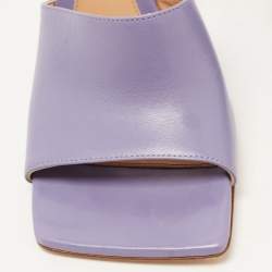 مملوكة مسبقًا Bottega Veneta Purple Leather Square Toe Stretch Sandals Size 36