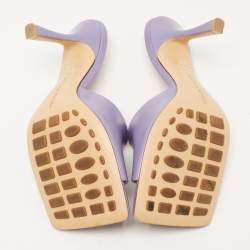 مملوكة مسبقًا Bottega Veneta Purple Leather Square Toe Stretch Sandals Size 36