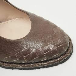 مملوكة مسبقًا Bottega Veneta Brown Leather Slingback Wedge Pumps Size 37