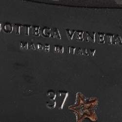 Pre Owned Bottega Veneta Black Croc Embossed Leather Wedge Oxford Pumps Size 37