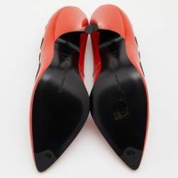 مملوكة مسبقًا Bottega Veneta Red/Black Leather Patchwork Pumps Size 35.5