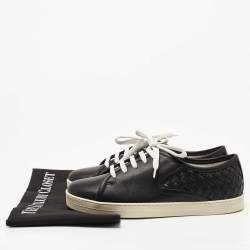 Pre Owned Bottega Veneta Black Intrecciato Leather Low Top Sneakers Size 36