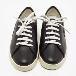 Pre Owned Bottega Veneta Black Intrecciato Leather Low Top Sneakers Size 36