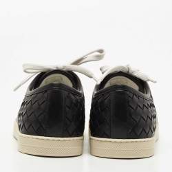 Pre Owned Bottega Veneta Black Intrecciato Leather Low Top Sneakers Size 36