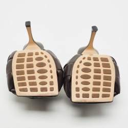 Pre Owned Bottega Veneta Dark Brown Intrecciato Leather Lido Mule Sandals Size 37