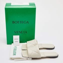 Pre Owned Bottega Veneta Beige Quilted Leather Lido Flat Slides Size 39