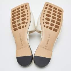 Pre Owned Bottega Veneta Beige Quilted Leather Lido Flat Slides Size 39