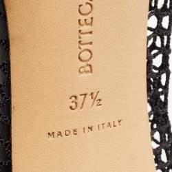 Bottega Veneta Black Mesh and Leather Chunky Chain Ankle Strap Sandals Size 37.5