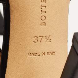 Pre Owned Bottega Veneta Black Leather and Calf Hair Ankle Strap Sandals Size 37.5