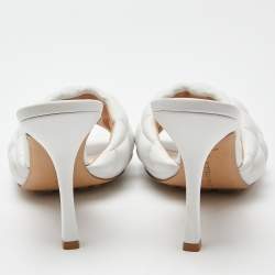 Pre Owned Bottega Veneta White Leather Quilted Slides Size 40