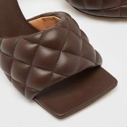 Pre Owned Bottega Veneta Brown Quilted Leather Slides Size 40