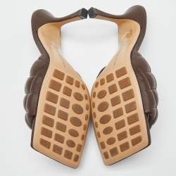 Pre Owned Bottega Veneta Brown Quilted Leather Slides Size 40