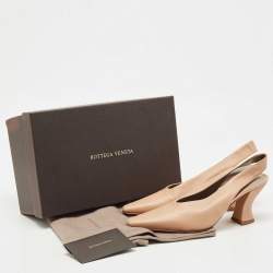 Pre Owned Bottega Veneta Beige Leather Slingback Pumps Size 39