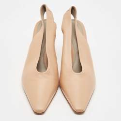 Pre Owned Bottega Veneta Beige Leather Slingback Pumps Size 39