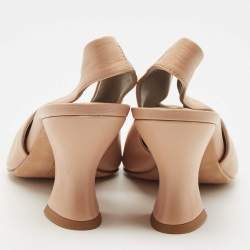 Pre Owned Bottega Veneta Beige Leather Slingback Pumps Size 39