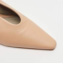 Pre Owned Bottega Veneta Beige Leather Slingback Pumps Size 39
