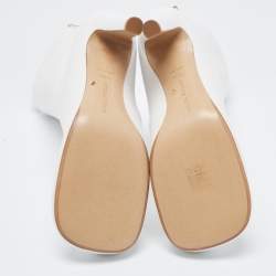 Pre Owned Bottega Veneta White Leather Ankle Boots Size 38.5