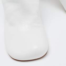 Pre Owned Bottega Veneta White Leather Ankle Boots Size 38.5
