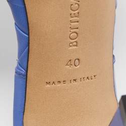 Pre Owned Bottega Veneta Blue Intrecciato Leather Lido Slide Sandals Size 40