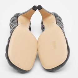 Pre Owned Bottega Veneta Black Quilted Leather Square Toe Pumps Size 38.5