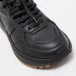 Pre Owned Bottega Veneta Black Leather Low Top Lace Up Sneakers Size 38.5