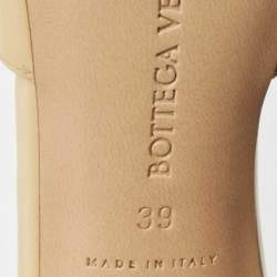 Pre Owned Bottega Veneta Beige Patent Stretch Mules Size 39