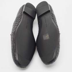 Pre Owned Bottega Veneta Black Leather Intrecciato Loafers Size 38