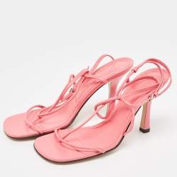 Bottega Veneta Pink Leather Ankle Strap Sandals Size 37